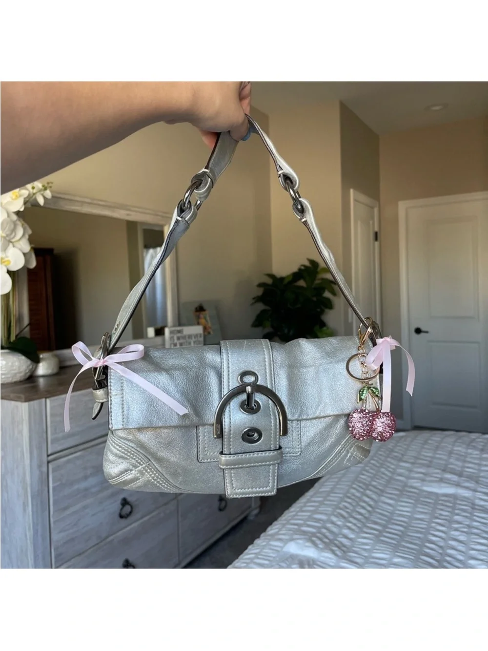 RARE Coach Metallic Silver Shoulder Bag